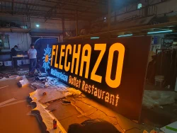 Lechazo Restaurant illuminated signboard